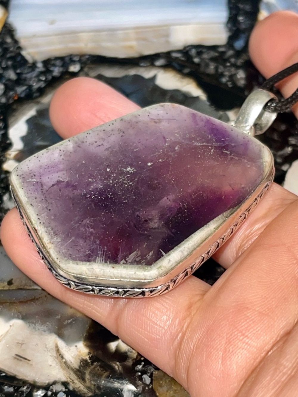 Beautiful Large Auralite Amethyst Pendant 2 1/2” - Picture 3 of 17